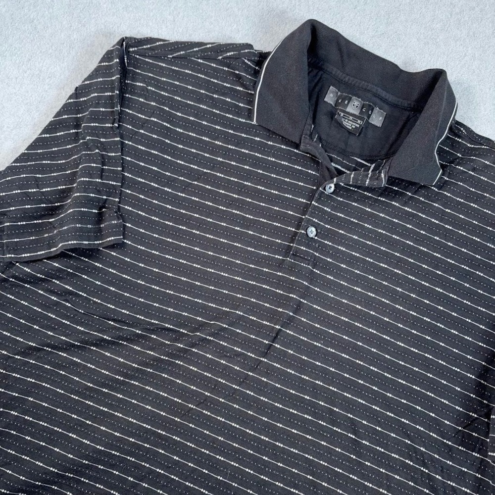 Nike Golf Polo Shirt Mens XL Black White Striped Short Sleeve Cotton Athletic